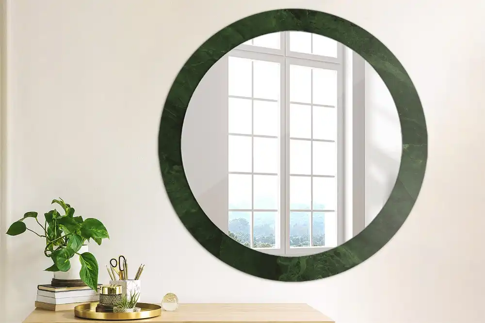 Round wall mirror decor Green marble