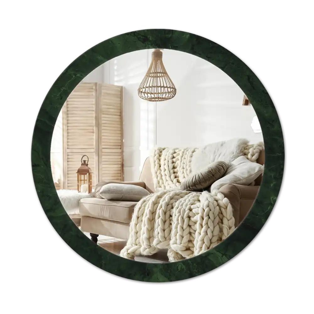 Round wall mirror decor Green marble