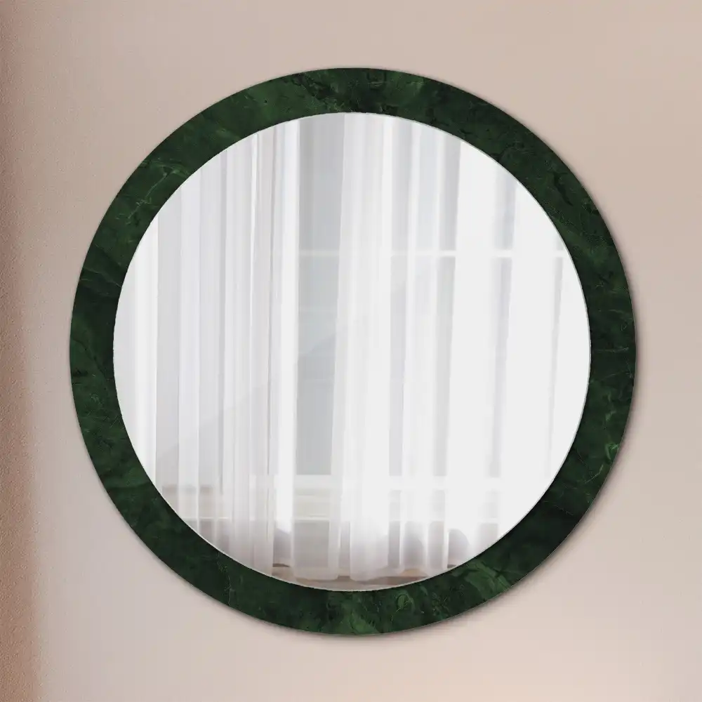 Round wall mirror decor Green marble