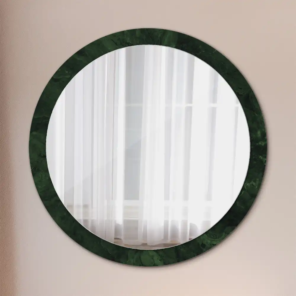 Round wall mirror decor Green marble