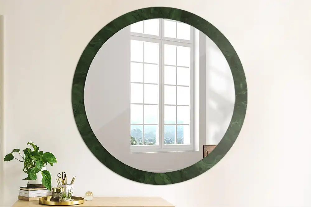 Round wall mirror decor Green marble