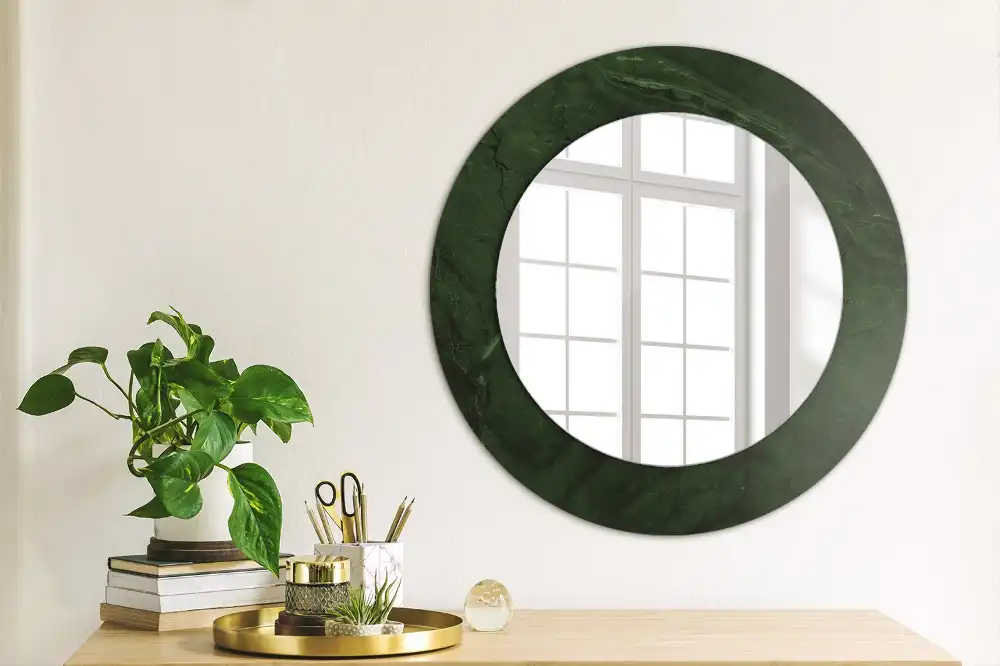 Round wall mirror decor Green marble