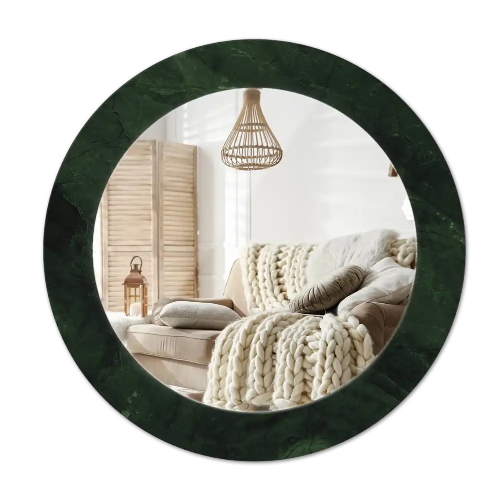 Round wall mirror decor Green marble