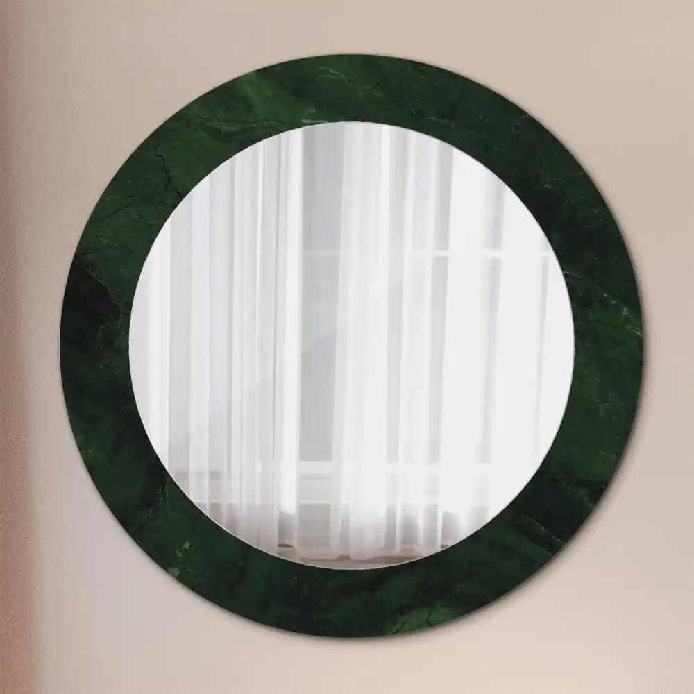 Round wall mirror decor Green marble