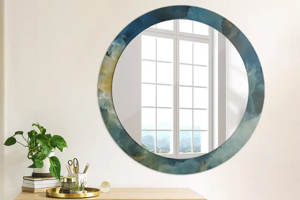 Round wall mirror decor Onyx marble