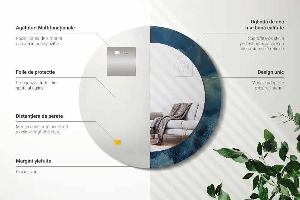 Round wall mirror decor Onyx marble