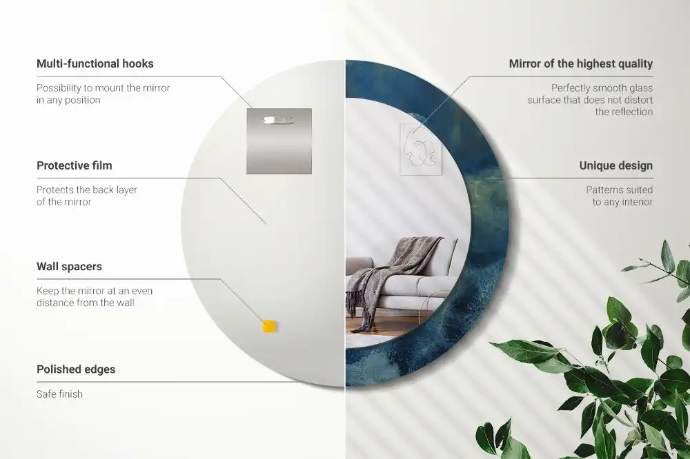 Round wall mirror decor Onyx marble