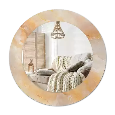 Round mirror frame with print Onyx marble