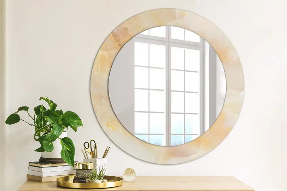 Round mirror frame with print Onyx marble