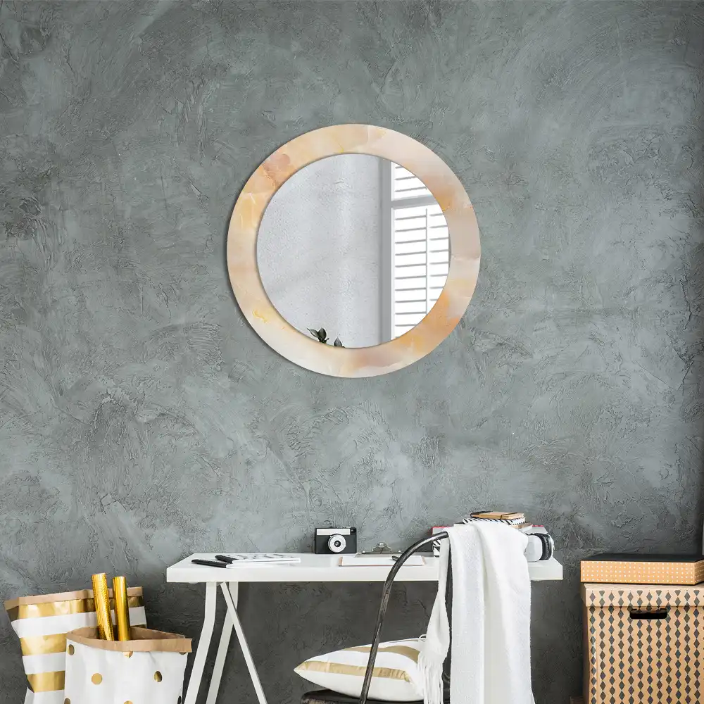 Round mirror frame with print Onyx marble