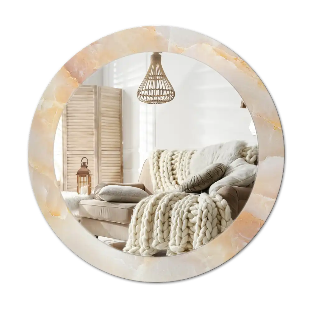 Round mirror frame with print Onyx marble