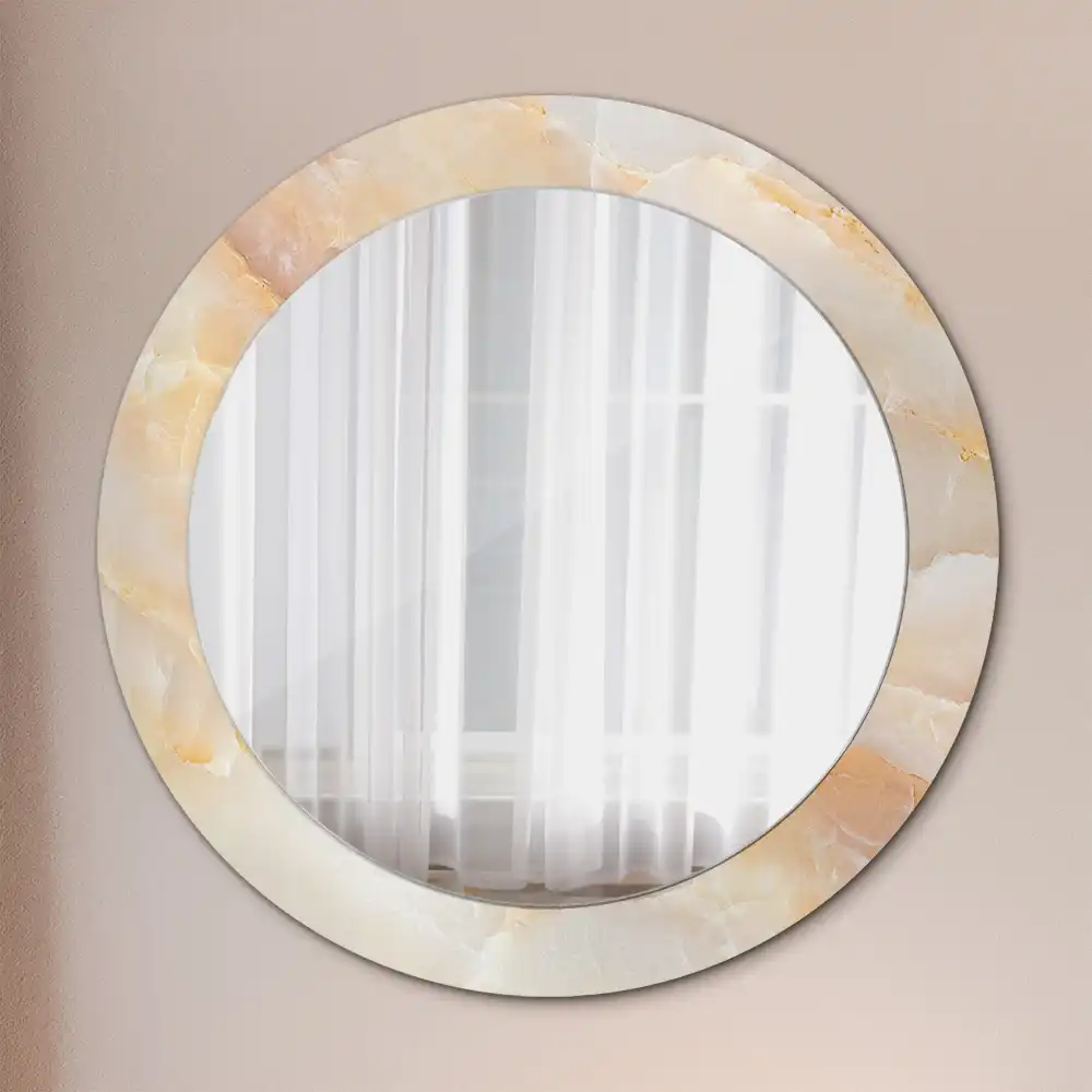 Round mirror frame with print Onyx marble