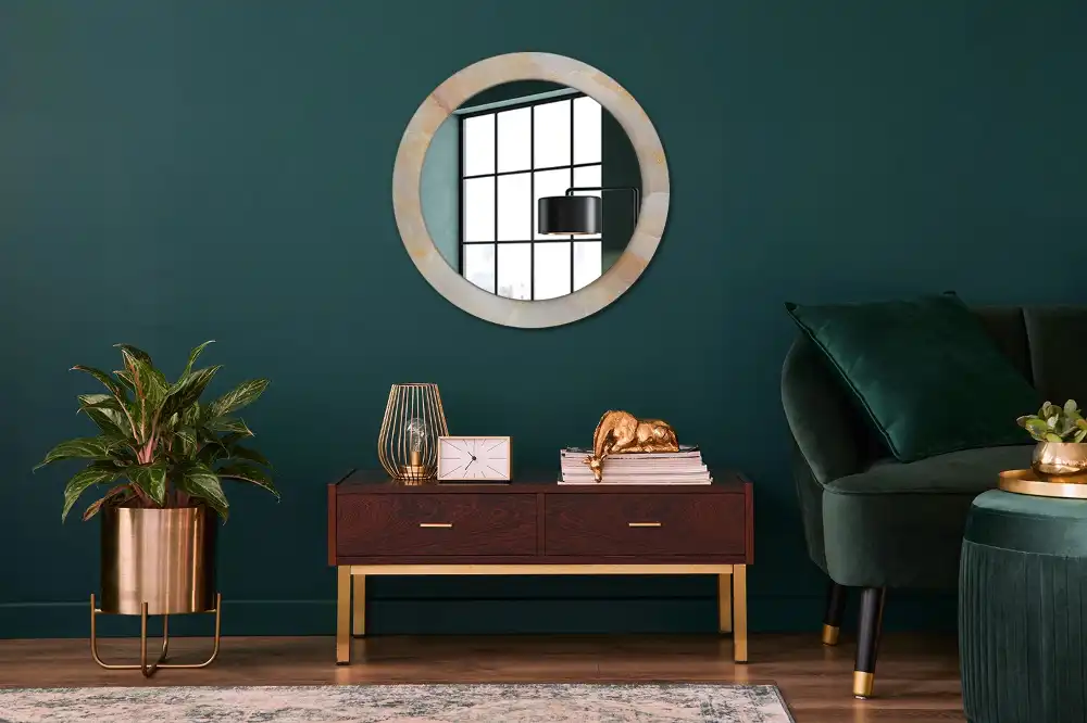 Round mirror frame with print Onyx marble