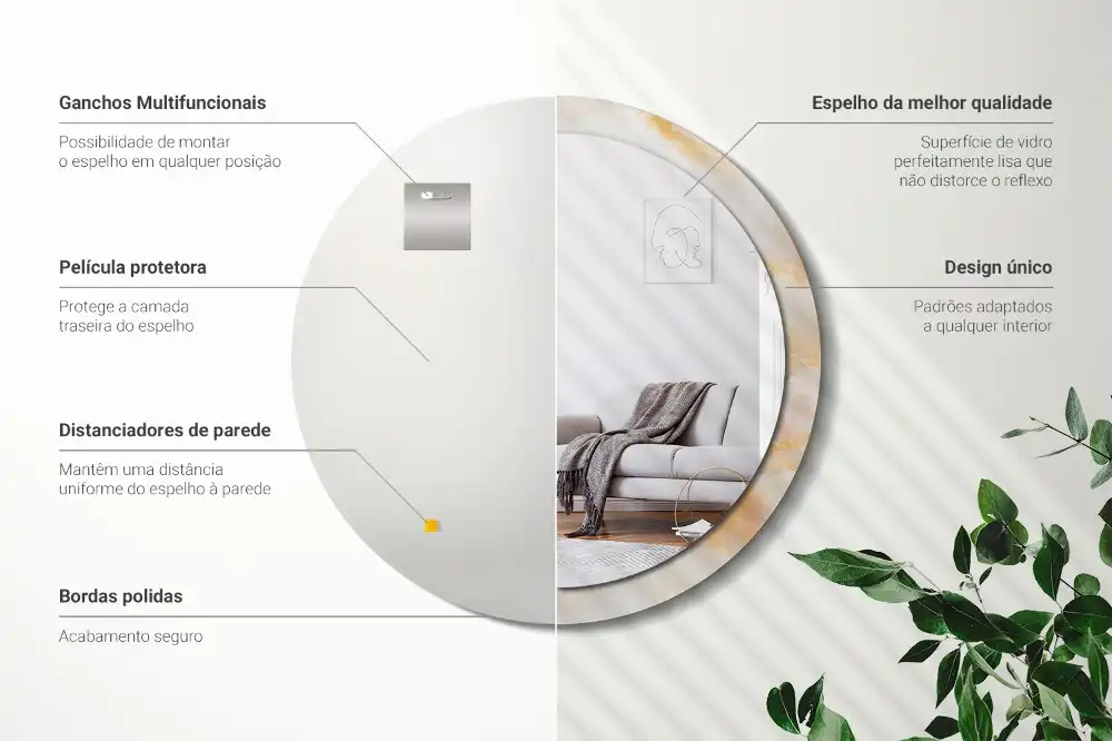 Round mirror frame with print Onyx marble