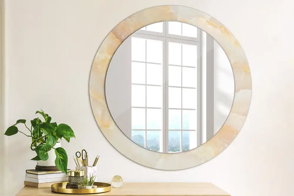 Round mirror frame with print Onyx marble