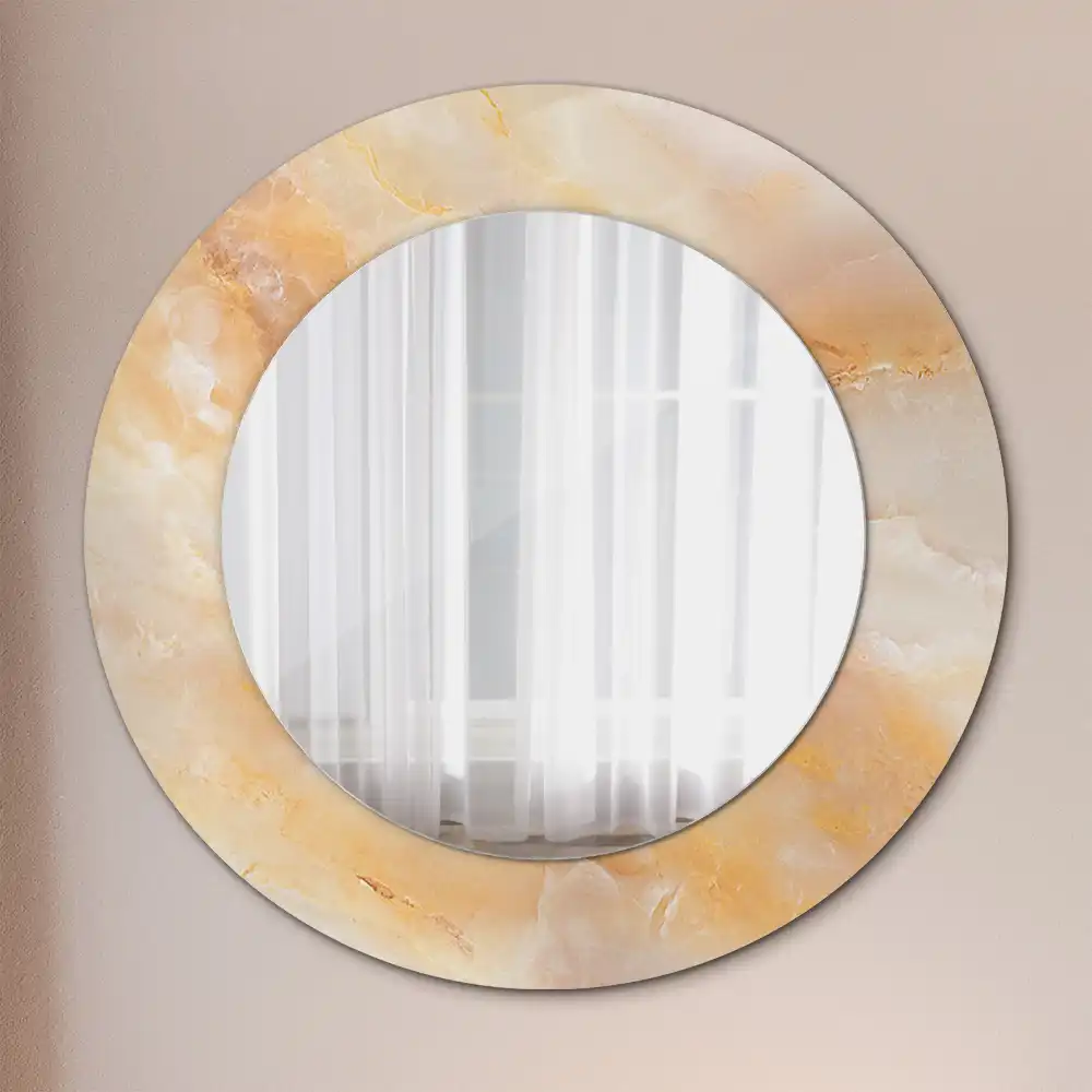 Round mirror frame with print Onyx marble
