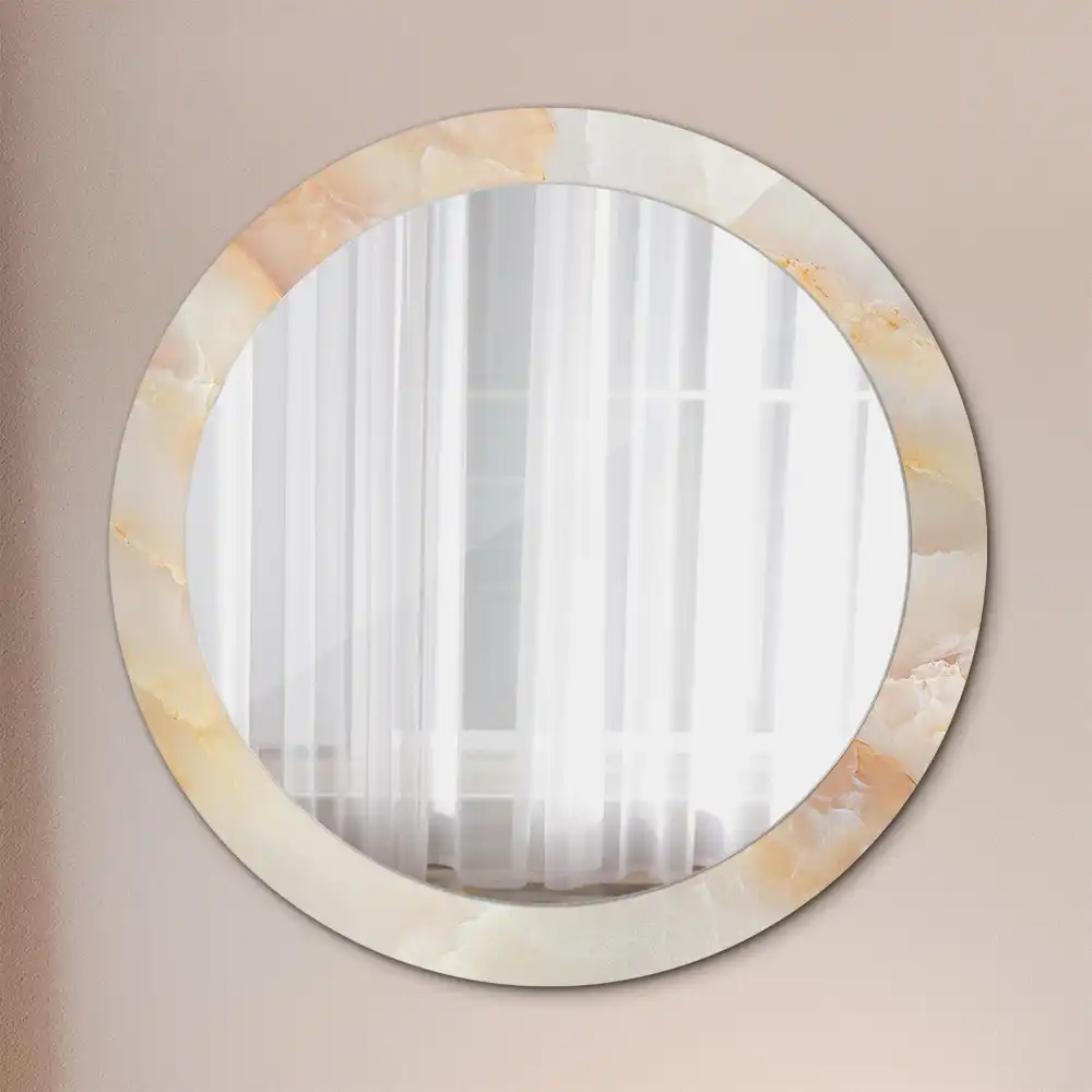 Round mirror frame with print Onyx marble