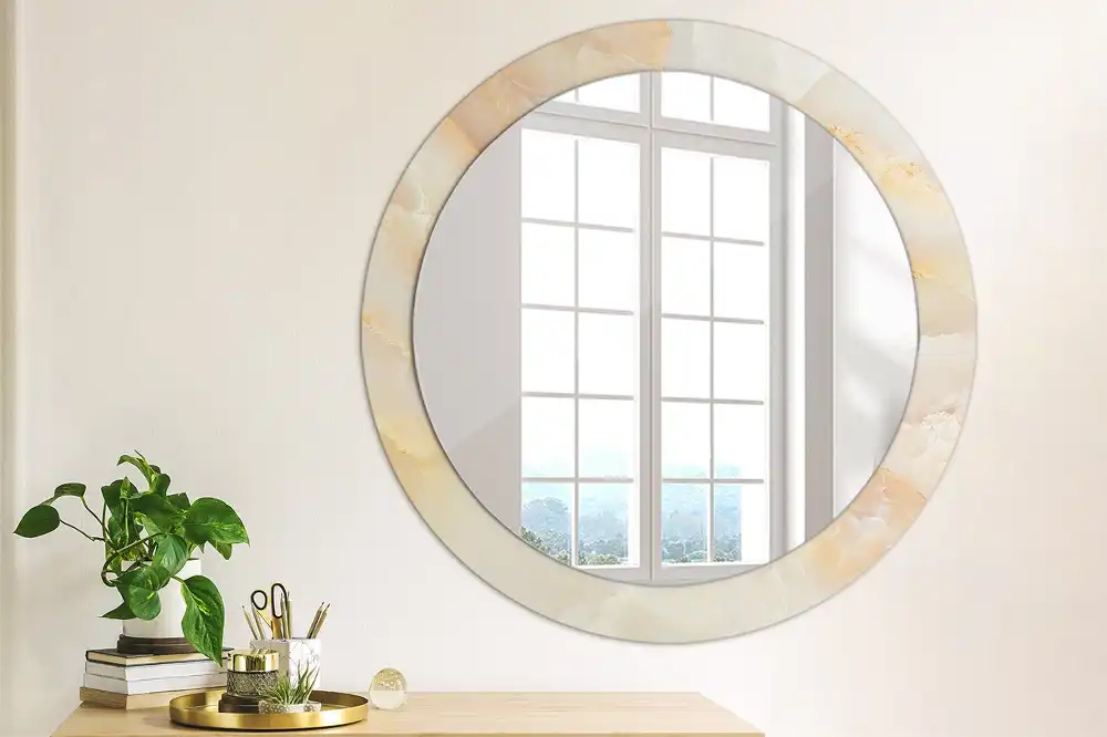 Round mirror frame with print Onyx marble