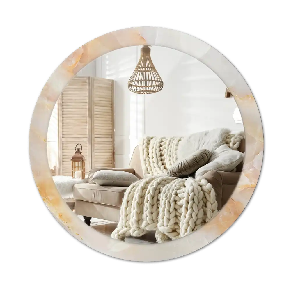 Round mirror frame with print Onyx marble
