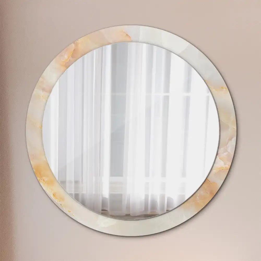 Round mirror frame with print Onyx marble