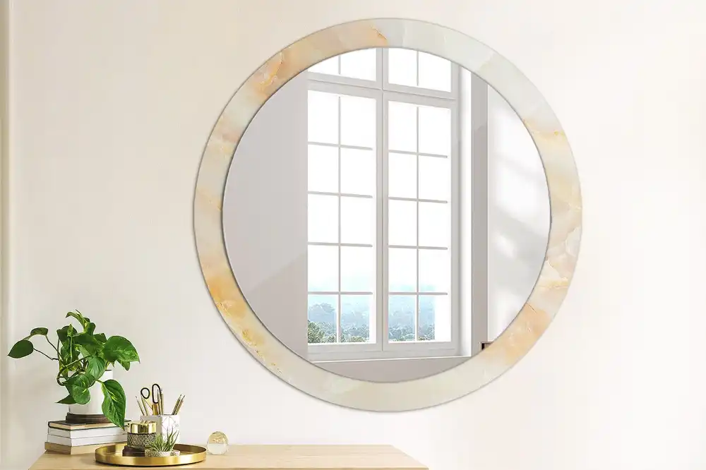 Round mirror frame with print Onyx marble