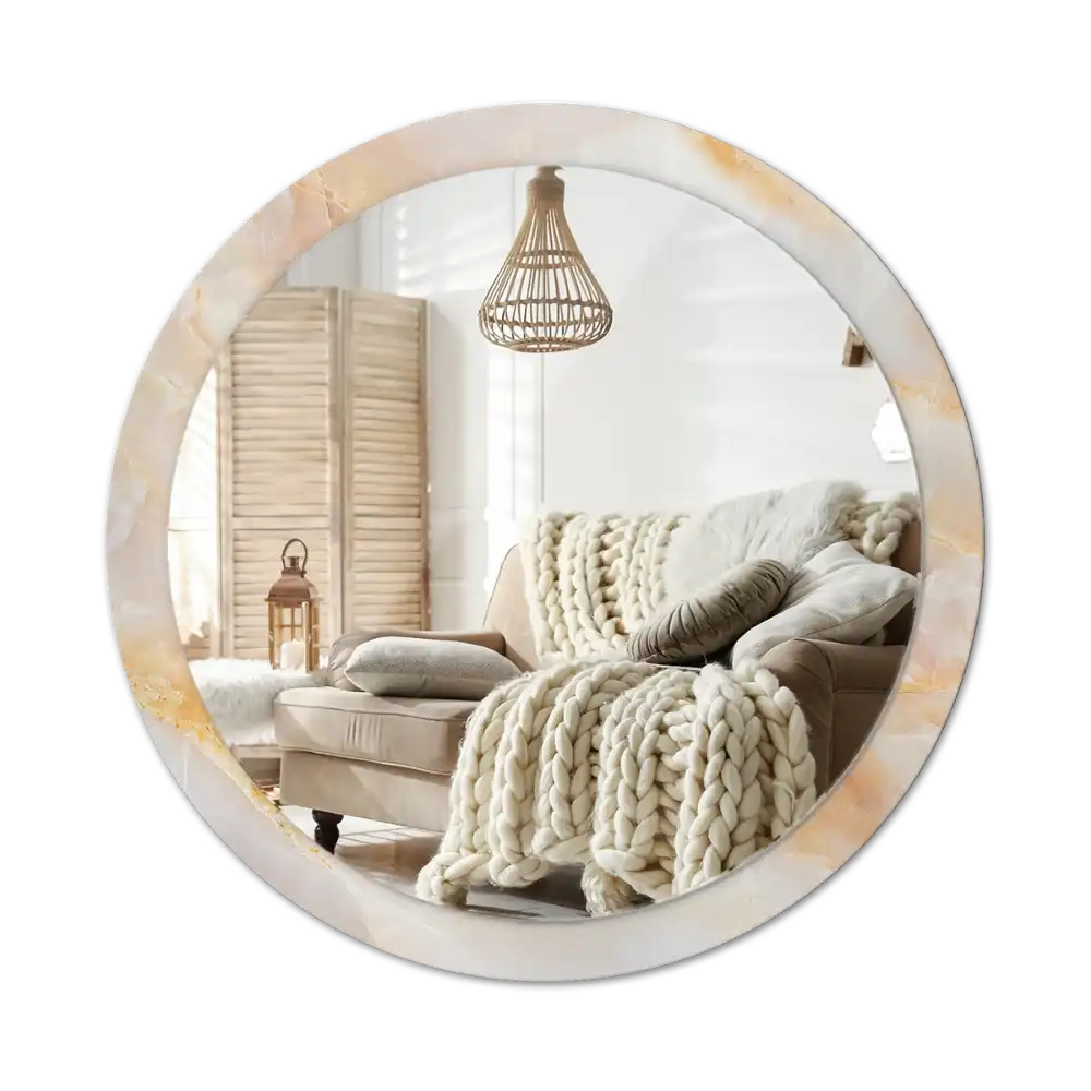 Round mirror frame with print Onyx marble