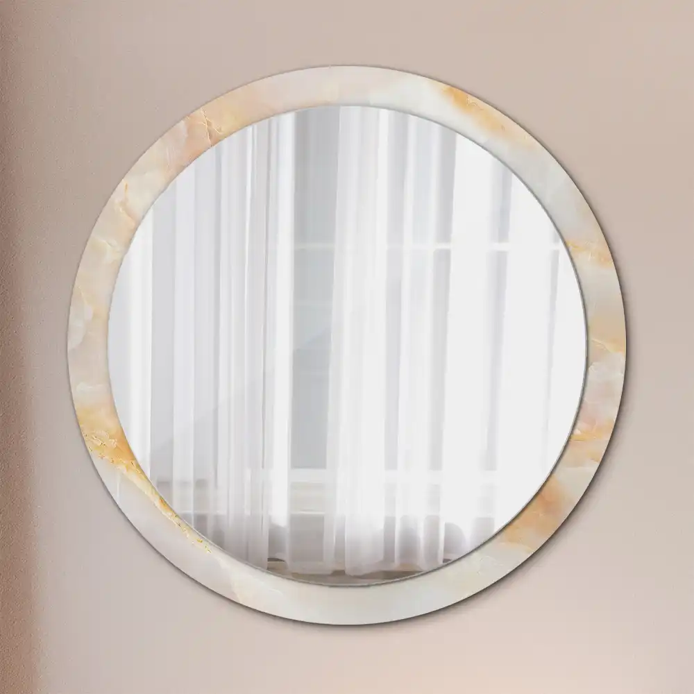 Round mirror frame with print Onyx marble