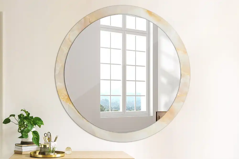 Round mirror frame with print Onyx marble