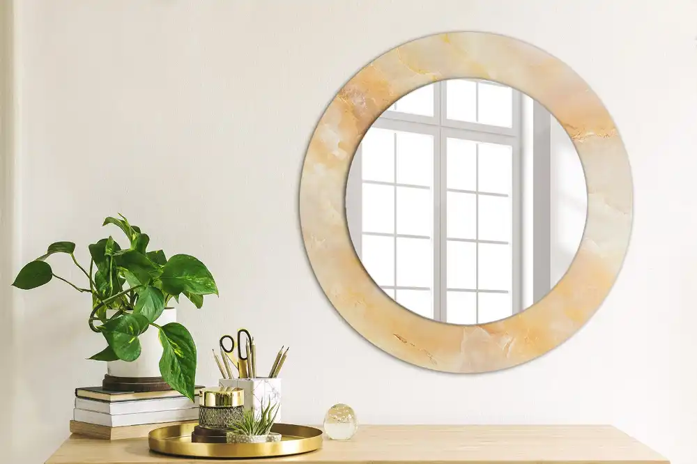 Round mirror frame with print Onyx marble