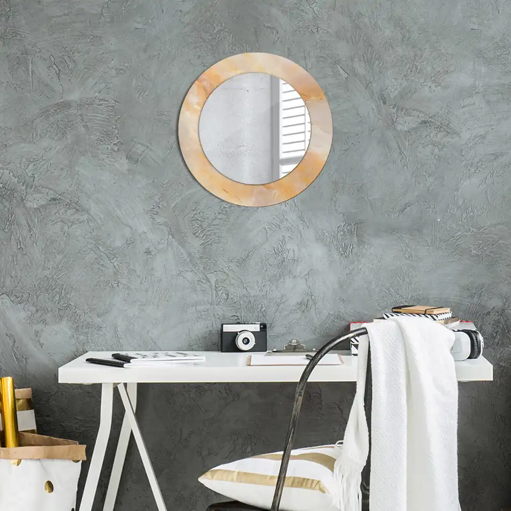 Round mirror frame with print Onyx marble