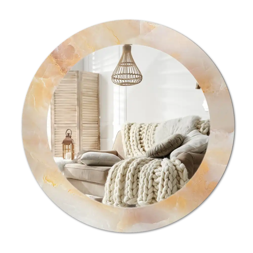 Round mirror frame with print Onyx marble