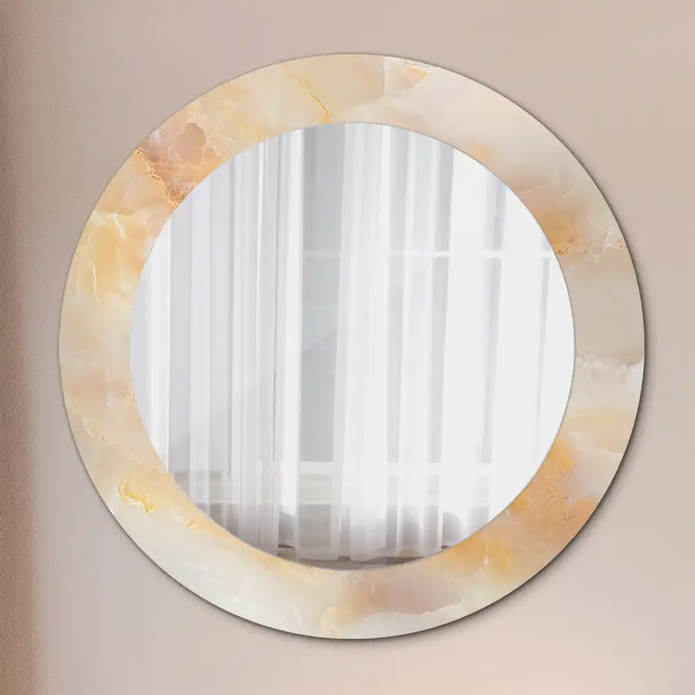Round mirror frame with print Onyx marble