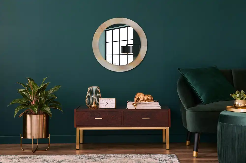 Round mirror frame with print Onyx marble