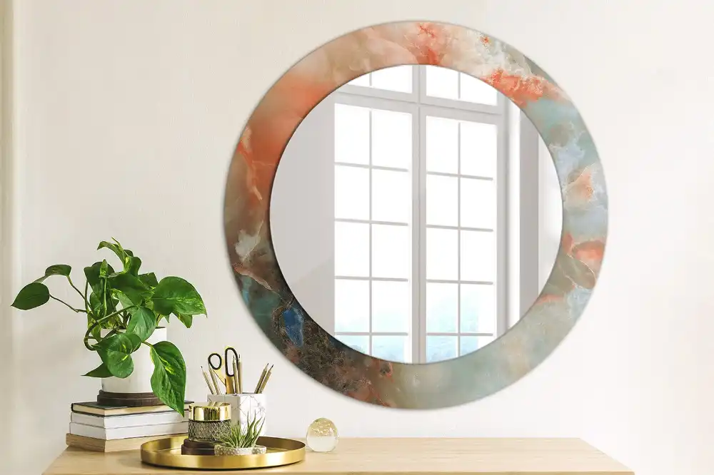 Round decorative mirror Onyx marbles
