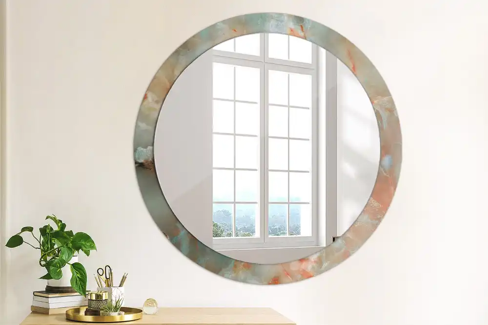 Round decorative mirror Onyx marbles