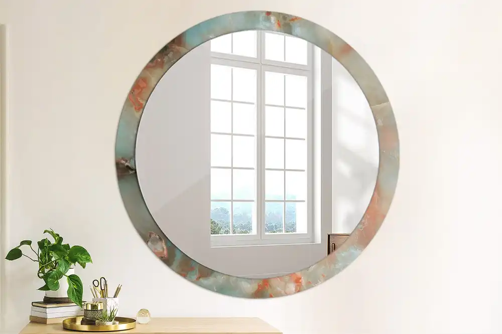 Round decorative mirror Onyx marbles