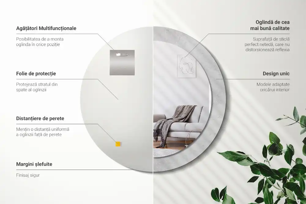 Round decorative mirror Concrete texture