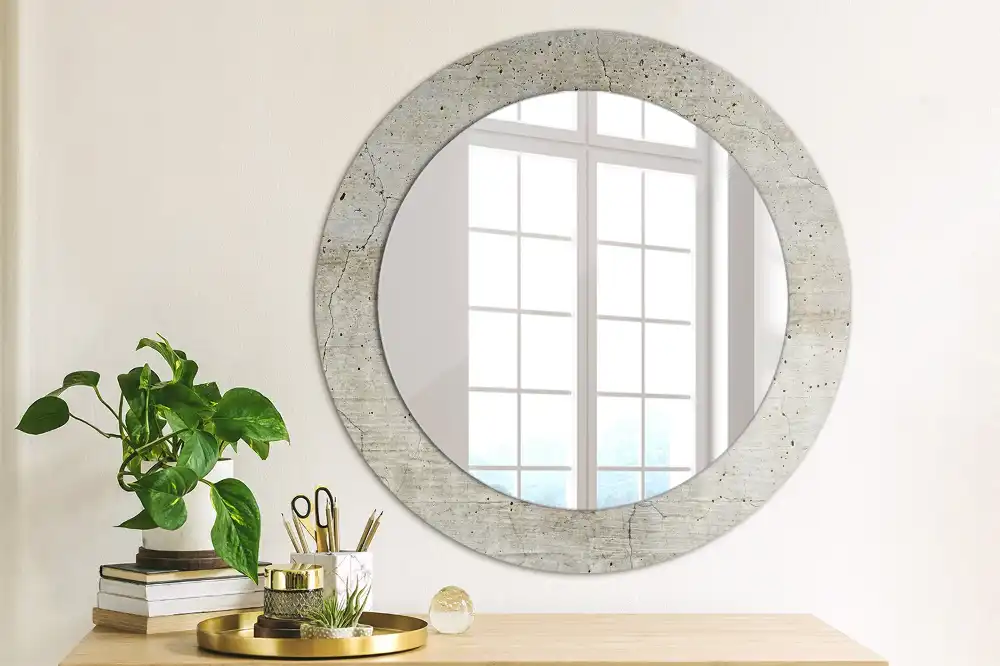Round decorative mirror Grey concrete