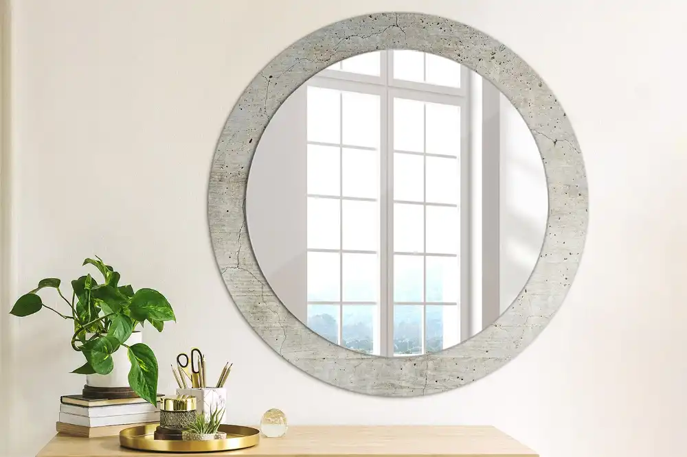 Round decorative mirror Grey concrete