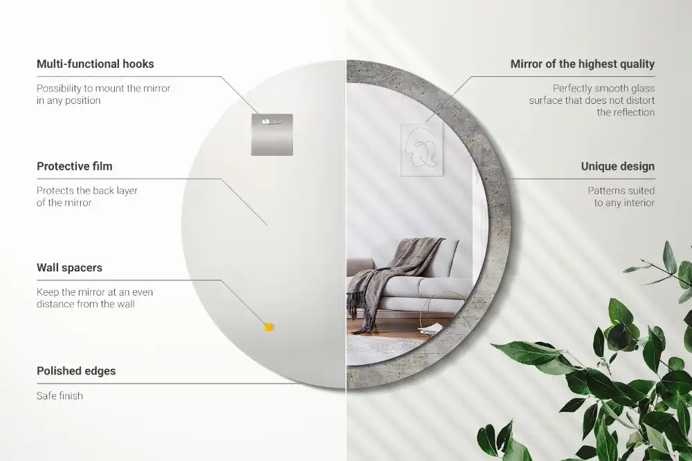 Round decorative mirror Grey concrete