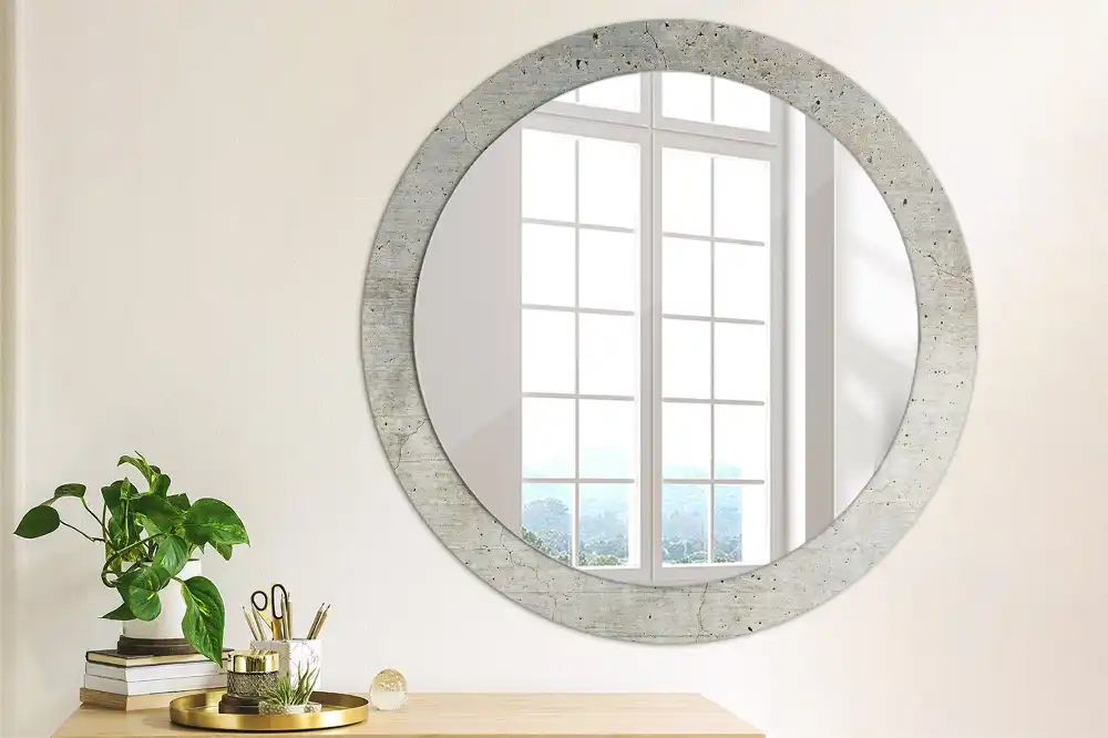 Round decorative mirror Grey concrete