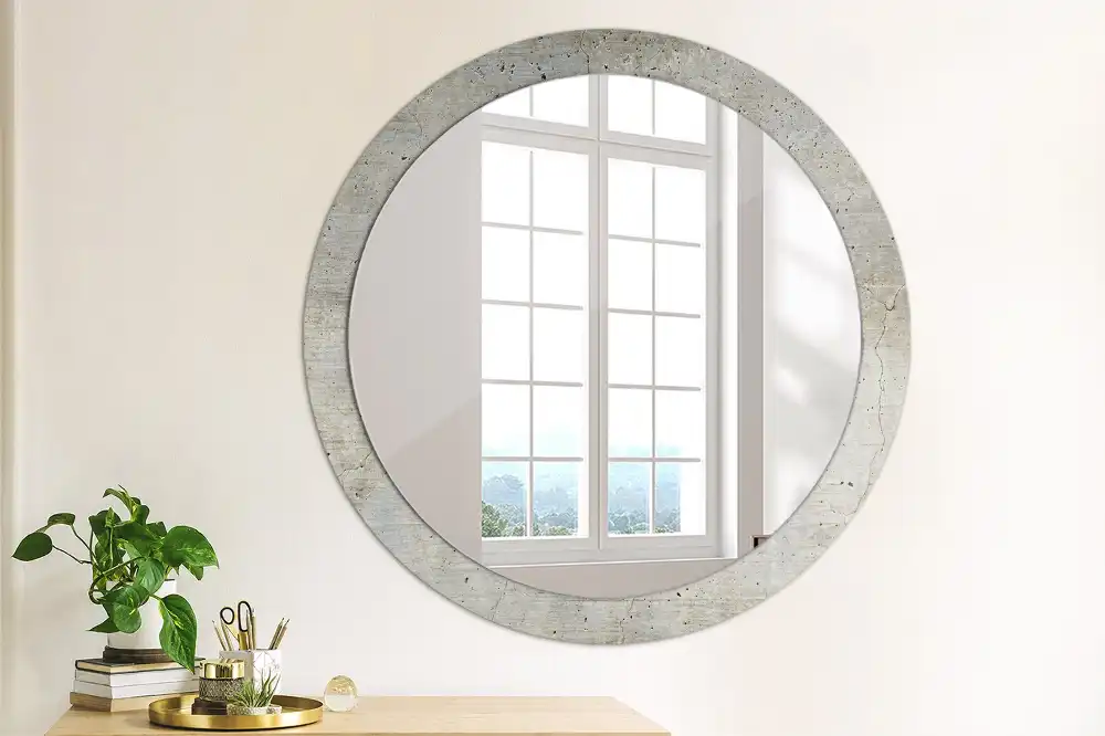 Round decorative mirror Grey concrete