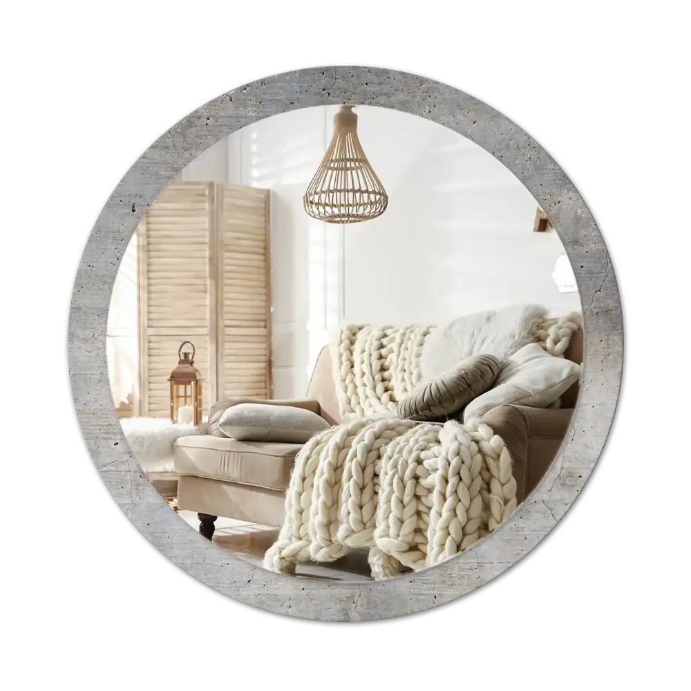 Round decorative mirror Grey concrete
