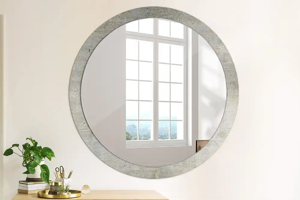 Round decorative mirror Grey concrete