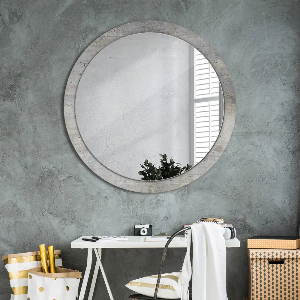 Round decorative mirror Grey concrete