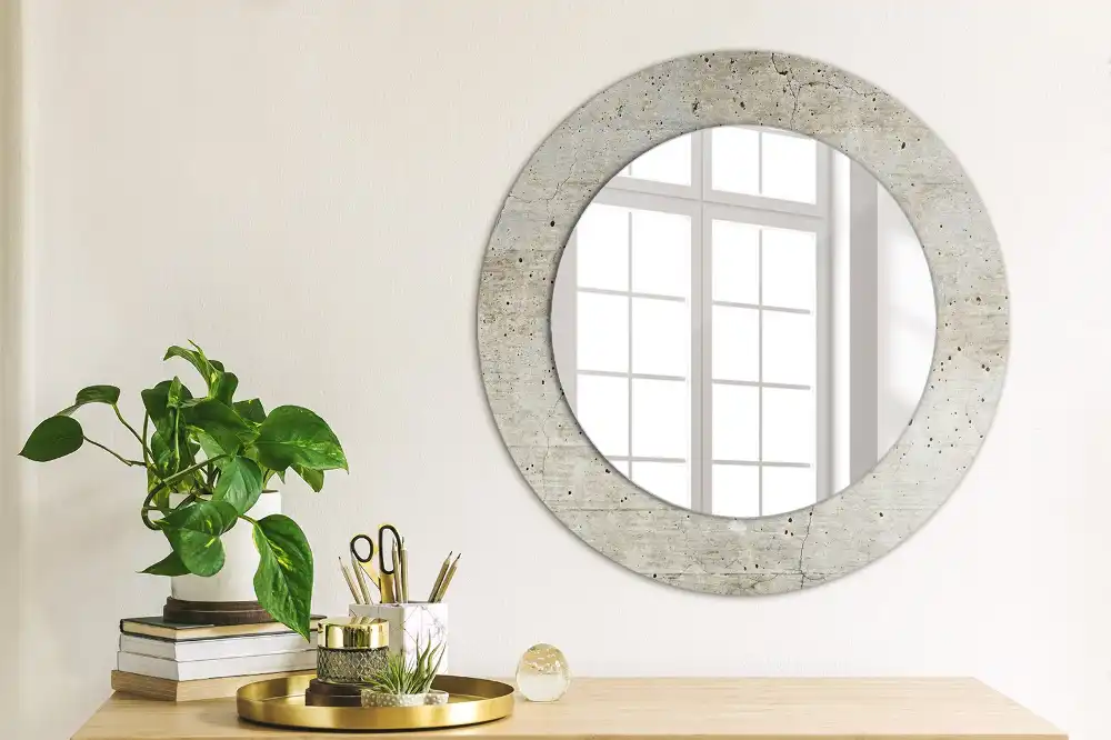 Round decorative mirror Grey concrete