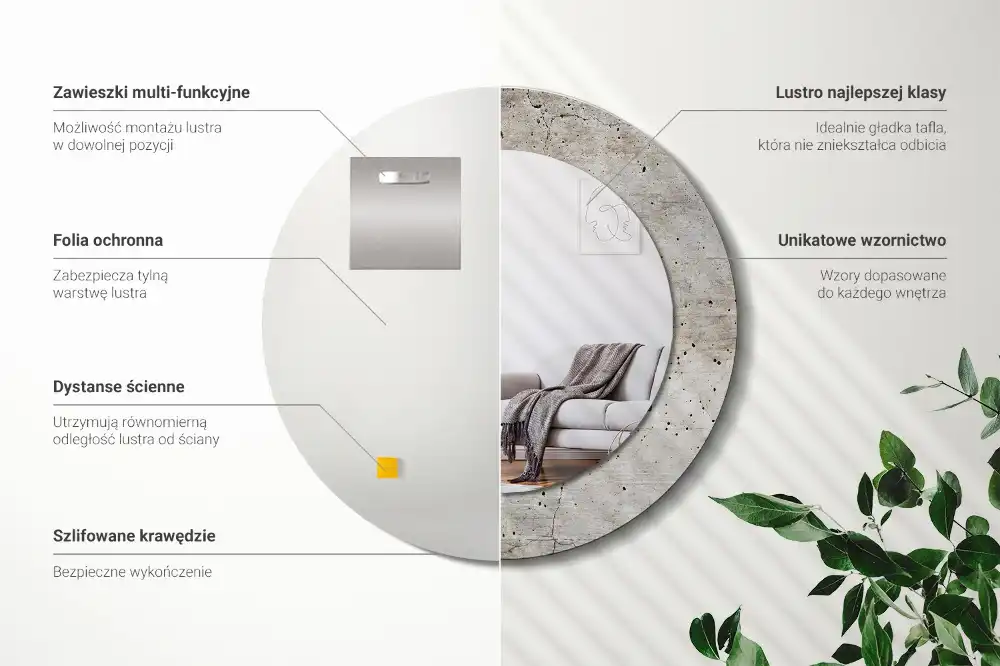 Round decorative mirror Grey concrete