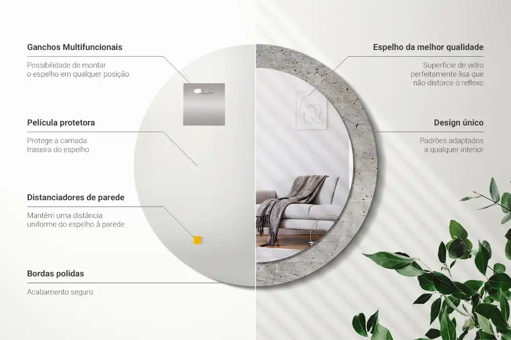 Round decorative mirror Grey concrete