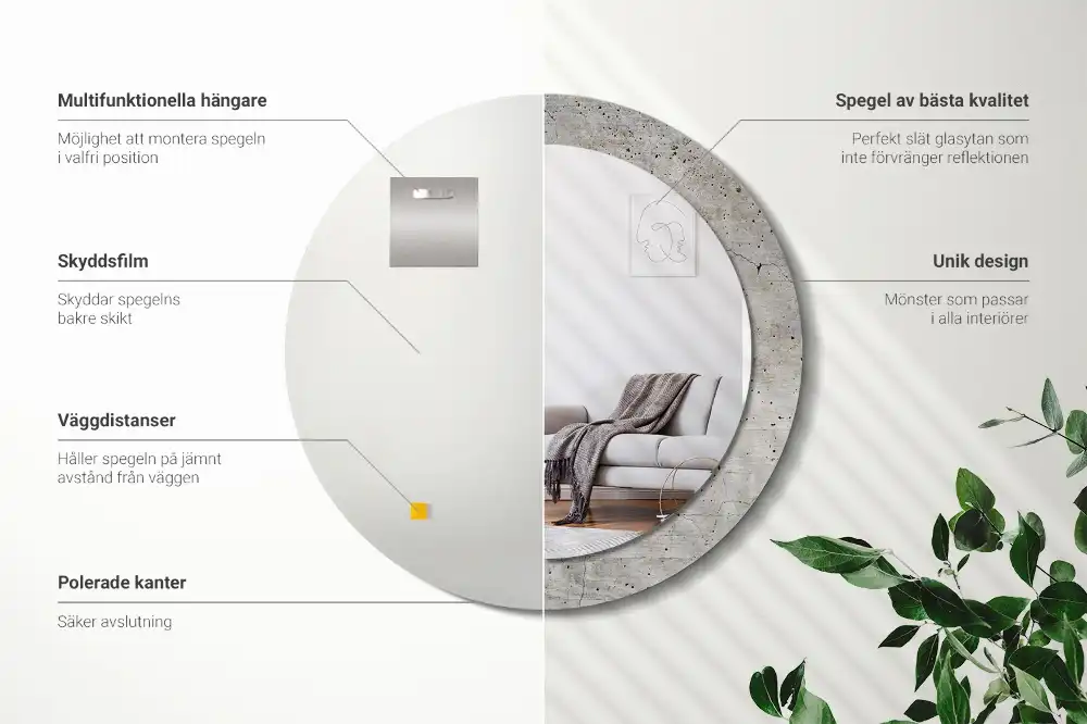 Round decorative mirror Grey concrete