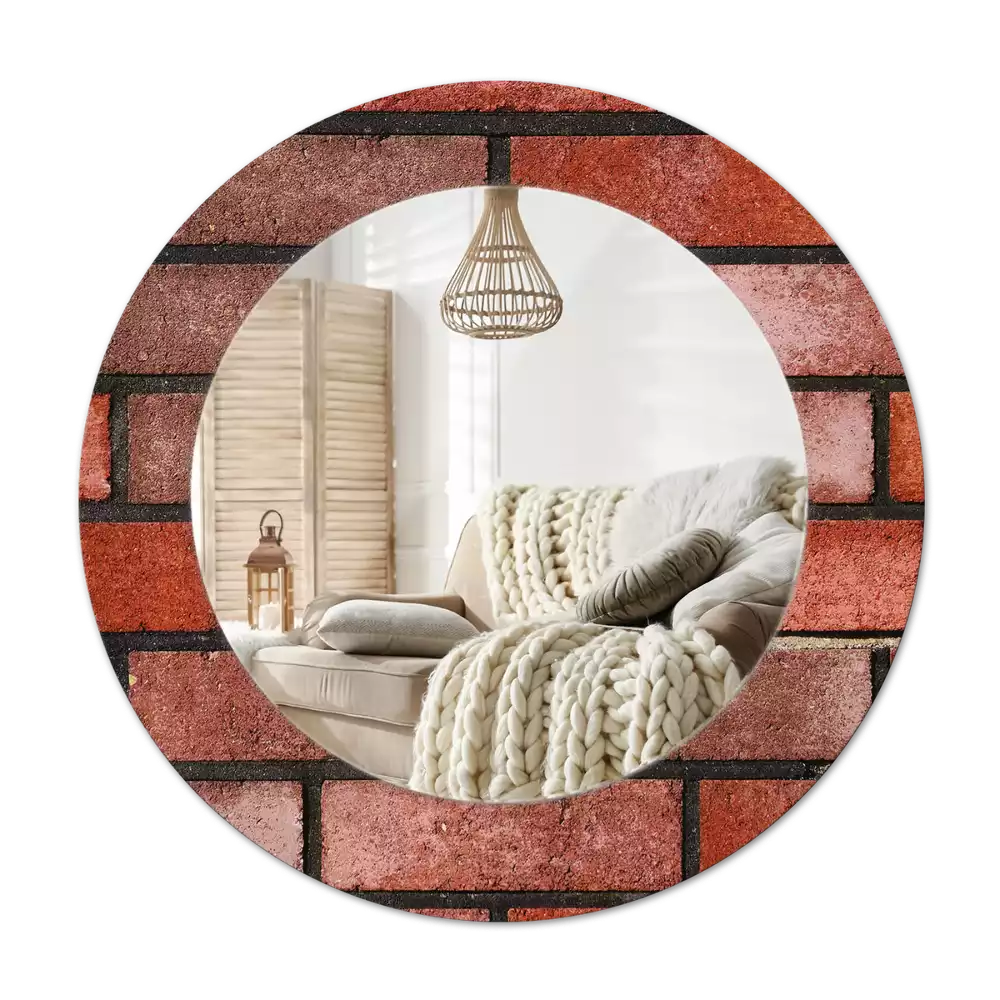Round decorative mirror Red brick